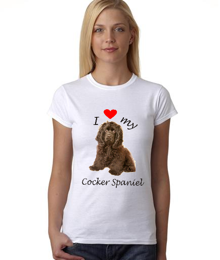 Dogs - I Heart My Cocker Spaniel on Womans Shirt